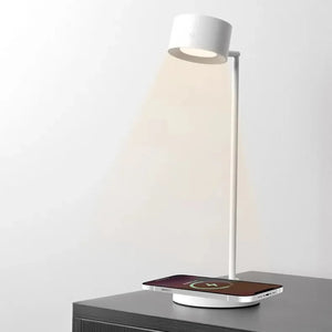 3-in-1 LED table lamp with wireless charger and wall light, front view
